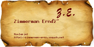 Zimmerman Ernő névjegykártya